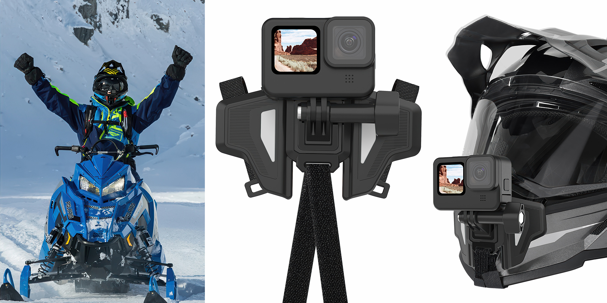 Mocowanie na kask motocyklowy Telesin GP-HBM-MT2-YH do kamer sportowych - szare